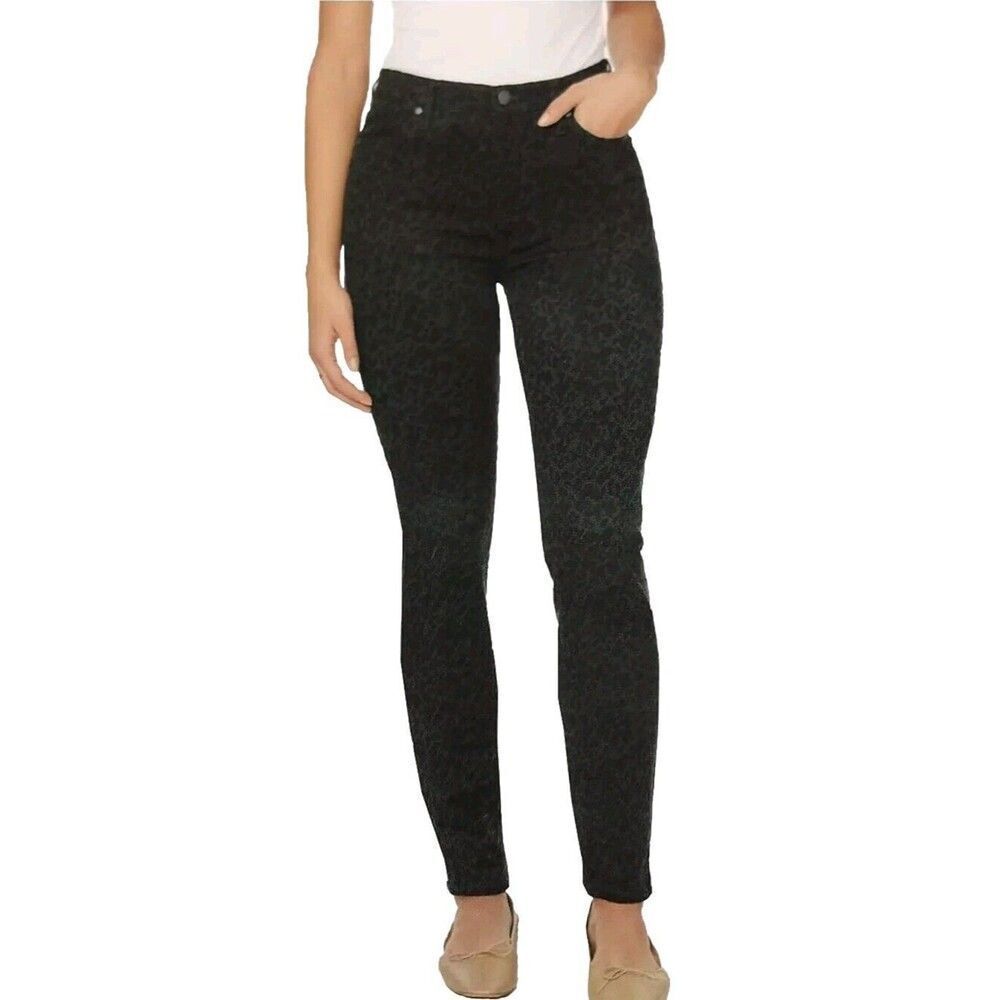 Buffalo High Rise Sz 6 Stretch Tencel Skinny Pants Hanna Black Tonal Leopard NWT